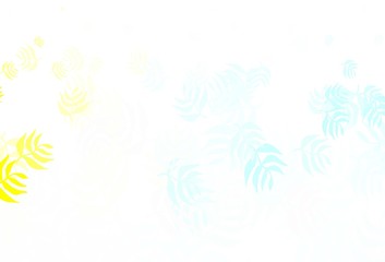 Fototapeta na wymiar Light Blue, Yellow vector doodle background with leaves.