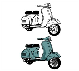 scooter illustration line art © leopart