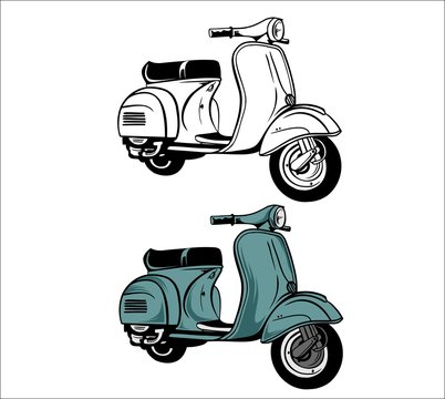 scooter illustration line art
