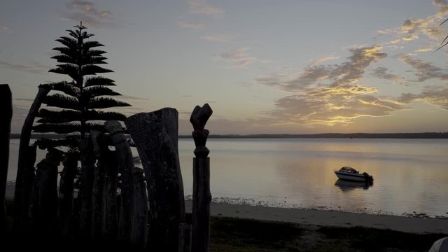 The Isle of Pines with symbols of the indigenous people of the kanak.