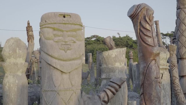 The Isle of Pines with symbols of the indigenous people of the kanak.