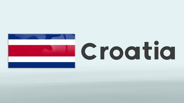 3d Presentation promo intro in white background with a colorful ribon of the flag and country of  Croatia