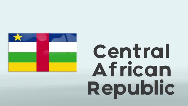 3d Presentation promo intro in white background with a colorful ribon of the flag and country of Central African Republic