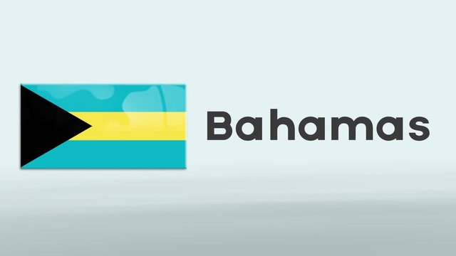 3d Presentation promo intro in white background with a colorful ribon of the flag and country of Bahamas