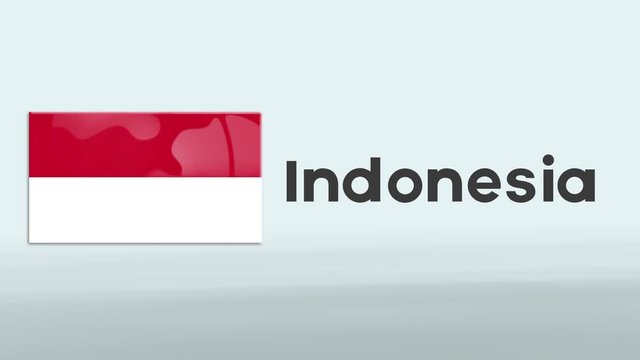 3d Presentation promo intro in white background with a colorful ribon of the flag and country of Indonesia