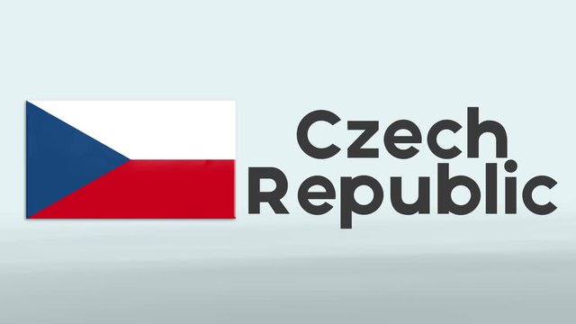 3d Presentation promo intro in white background with a colorful ribon of the flag and country of  Czech Republic