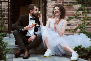 parody and funny bride and groom. Happy wedding day