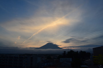 Sunset in Japan looking at the Mount Fuji