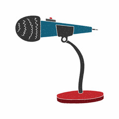 microphone vector design. digital hand drawn style. grain texture