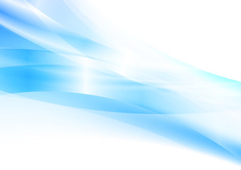 Bright blue glossy stripes and waves abstract background. Futuristic vector design