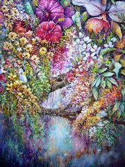 Fototapeta na wymiar Art painting Fine art Oil color orchid Flower