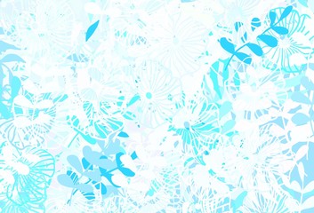 Light Multicolor vector doodle background with leaves, flowers.