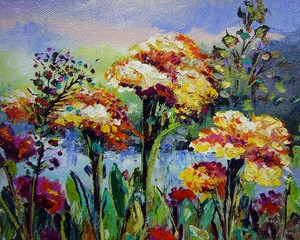 Art painting Fine art Oil color Flower