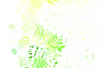Light Green, Yellow vector elegant pattern with leaves.