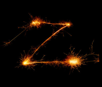 letter z written with a sparkler on a black background