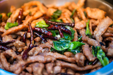 Fried pork with Thai herbs