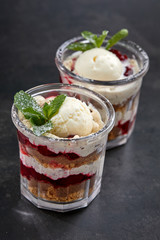 dessert with ice cream and berries