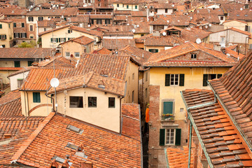 Fototapeta na wymiar Elevated view over terracotta tiled rooftops
