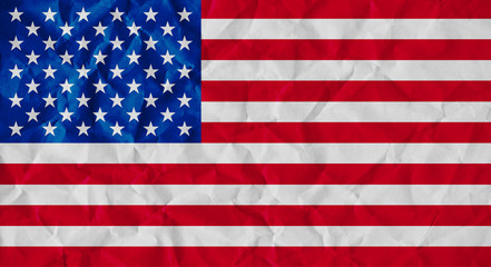 Naklejka premium America flag paper crumpled. business economy down.covid-19 virus outbreak