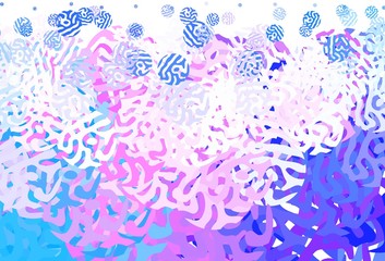 Light Blue, Red vector template with chaotic shapes.