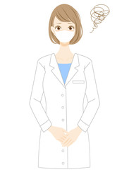 インフルエンザ　感染症対策　マスク　診察する女性　トラブル