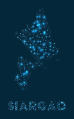 Siargao network map. Abstract geometric map of the island. Internet connections and telecommunication design. Superb vector illustration.