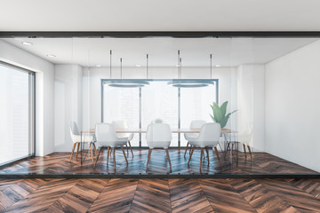 White panoramic office conference room interior