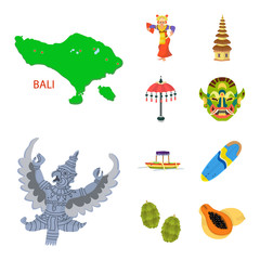 Isolated object of bali and indonesia logo. Collection of bali and caribbean vector icon for stock.