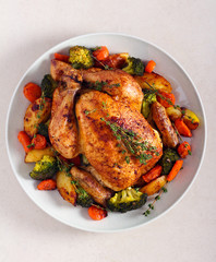 chicken with broccoli potato and carrot