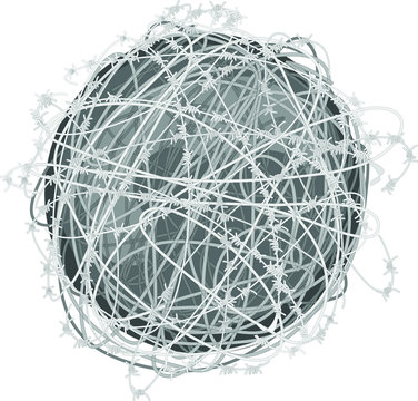 barbred wire round ball symbol isolation quarantine isolated on  white background