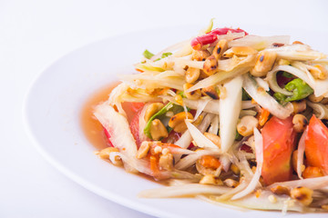 menu, lao, appetizer, peanut, detail, closeup, garlic, eat, lunch, red, ingredient, sweet, vegetarian, nutrition, sour, gourmet, fruit, plate, hot, tasty, salad, papaya, food, tomato, spicy, thai, tha