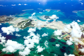 Landscape from airplane, from Okinawa to Yoron island
