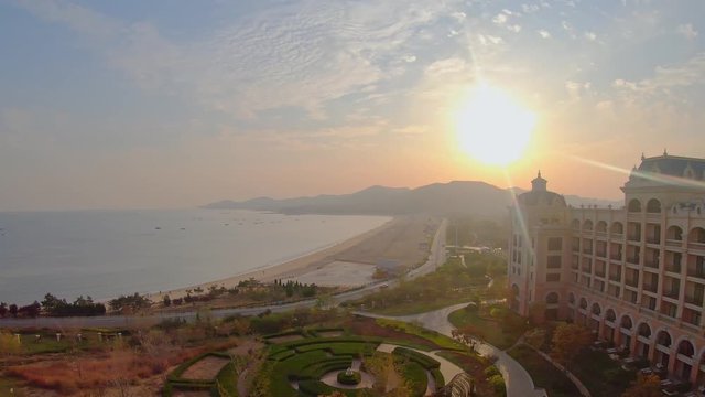 Time Lapse Overlooking Golden Pebble Beach In Jinshitan Scenic Area. Dalian, China