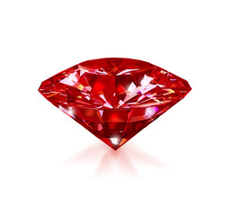 Red ruby on a white background. Gem. Vector illustration.