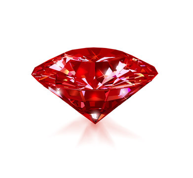 Red ruby on a white background. Gem. Vector illustration.