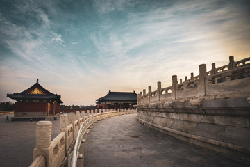Wonderful temple landscape sunset, Temple of Heaven in Beijing, China.