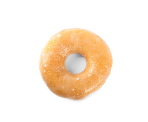 Fototapeta na wymiar Sweet delicious glazed donut isolated on white
