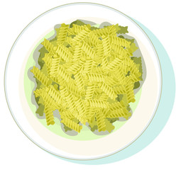 fusilli portion symbol italian pasta food on plate isolated on white background