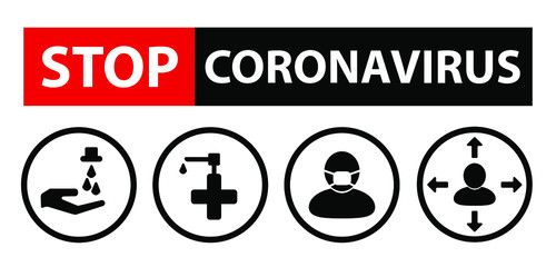 stop coronavirus icon set