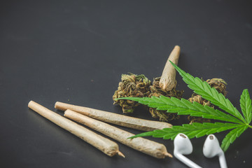 Marijuana buds with marijuana joints