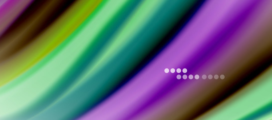 Wave lines abstract background, smooth silk design with rainbow style colors. Liquid fluid color waves. Vector Illustration