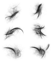 Hair bundle isolated on white background. collage tuft hair close-up