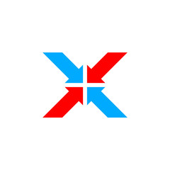Logo letter X concept with arrows.