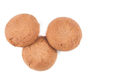Chocolate cookie isolated on white background.Copy space