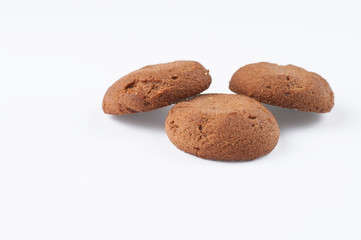 Chocolate cookie isolated on white background.Copy space