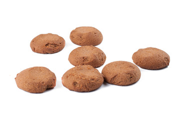 Chocolate cookie isolated on white background.Copy space