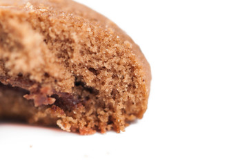 Chocolate cookie isolated on white background.Copy space