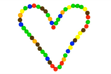 The heart is lined with round chocolate candies