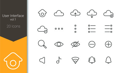 User interface essential icon set