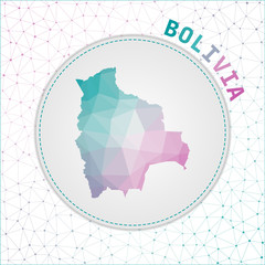 Vector polygonal Bolivia map. Map of the country with network mesh background. Bolivia illustration in technology, internet, network, telecommunication concept style . Authentic vector illustration.